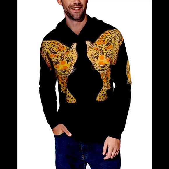 Heads And Tails double tiger rhinestones hoodie